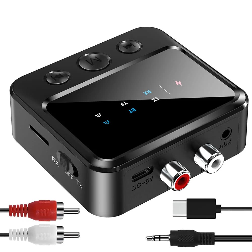 Trasmettitore ricevitore audio compatibile Bluetooth Adattatore wireless 5.4 da 3,5 mm AUX RCA per TV Cuffie per PC per vecchio altoparlante audio