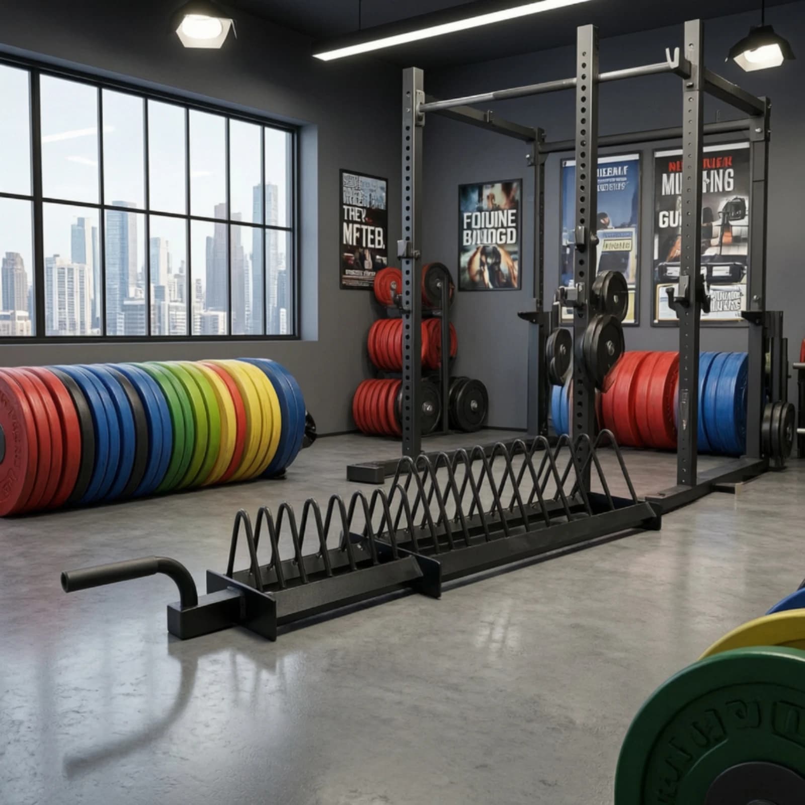 Weight Plate Rack with Wheels Powder-Coated Weight Plate Rack Heavy-Duty Space-Saving for Athletes