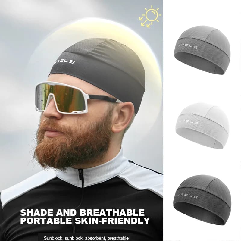 Cappellino da ciclismo traspirante che assorbe l'umidità, per corsa, escursionismo, moto, cappellino elastico, assorbente, ad asciugatura rapida, sotto i caschi, cappello sottile