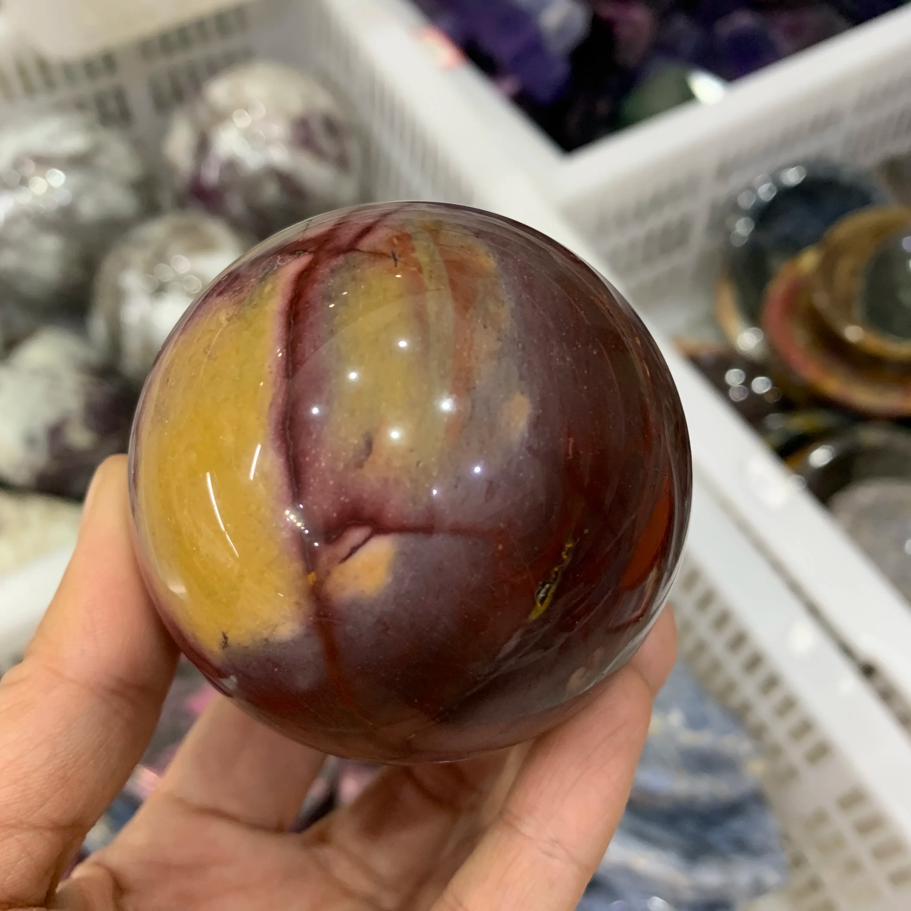 Ornamenti feng shui con sfera di pietra curativa in cristallo di quarzo con sfera di moonkite naturale da 60 mm