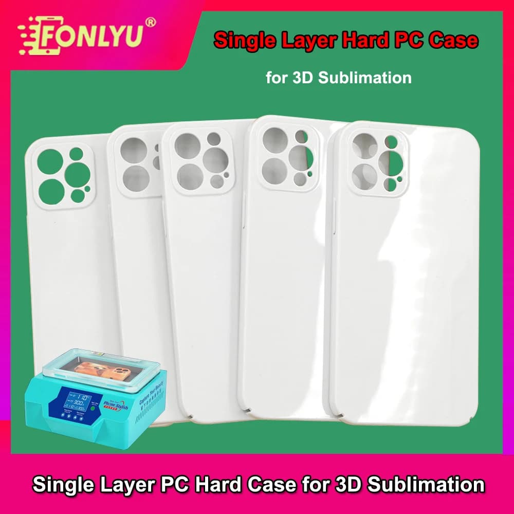 FONLYU 20Pc 3D Film Sublimazione Custodia rigida Custodia per telefono vuota per iPhone 11 12 13 14 15 16 17 Pro Max Foro esatto Copertura completamente avvolta