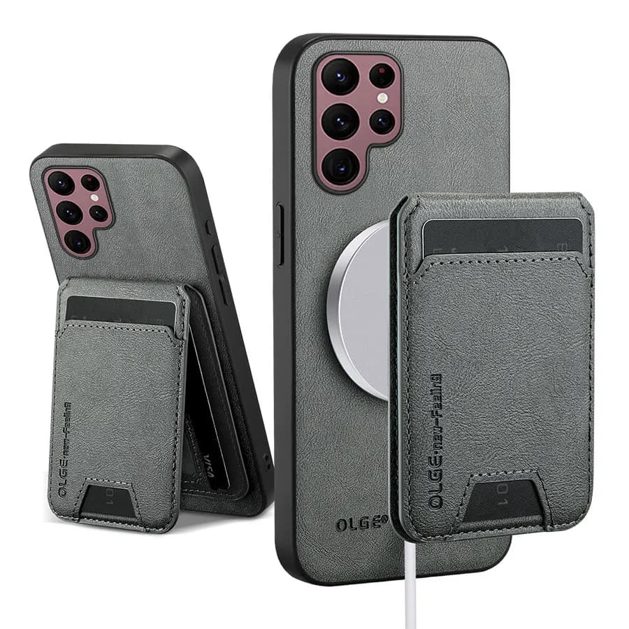 Card Holder for Samsung Galaxy A17 A07 A56 A36 A26 A16 A06, Magnetic Leather Cover with Mag-safe Support