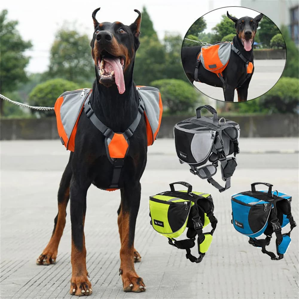 Outdoor Dog Weight Training Backpack Harness Vest Reflective Adjustable Strap Pet Self-Carrier Bag with Storage Pockets