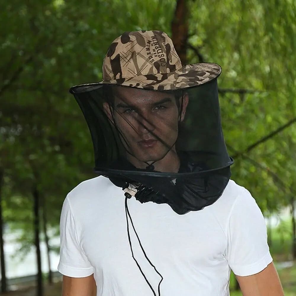 Cappello Antizanzare da Esterno con Protezione Solare, Cappello Casual a Secchiello Anti-Insetti e Api, Pieghevole e Resistente agli Insetti