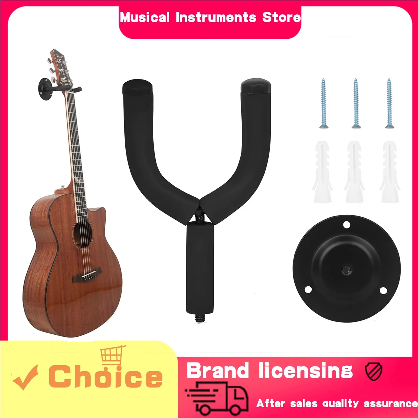 Ganci per Chitarra in Metallo con Scanalatura Rotonda, Ganci da Parete per Chitarra e Ukulele, Rimovibili, Stabili e Solidi