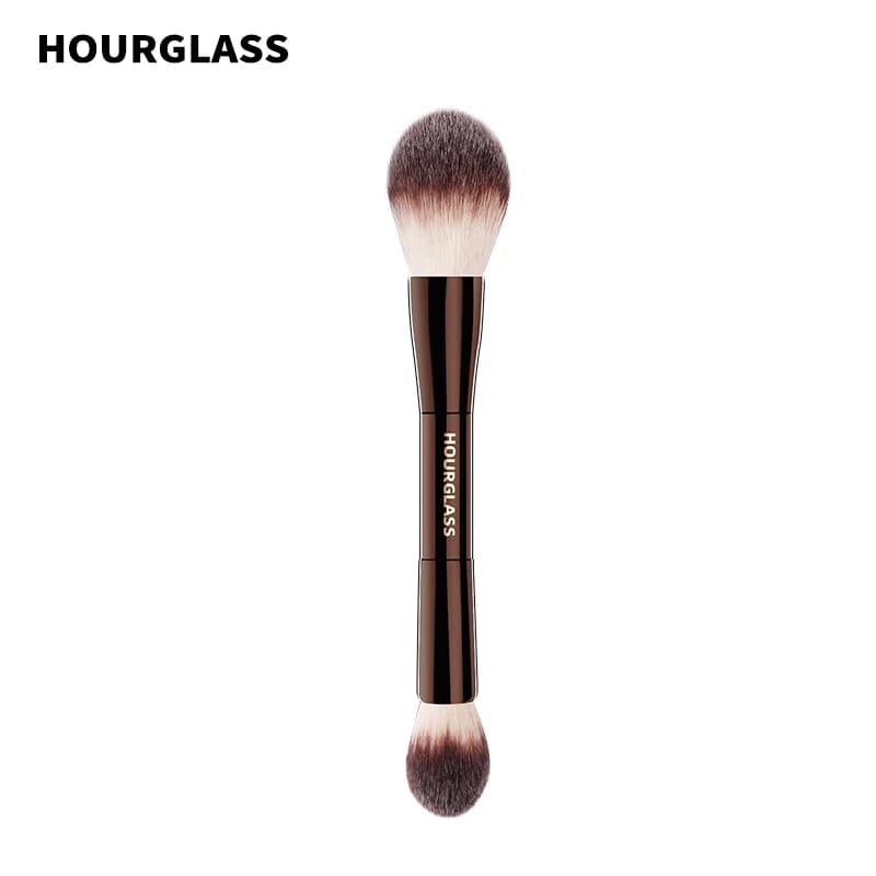 Pennello per Trucco Hourglass - N.18 Pennello per Cipria in Fibra Morbida a Doppia Testa, Design alla Moda, Pennello Singolo per il Viso