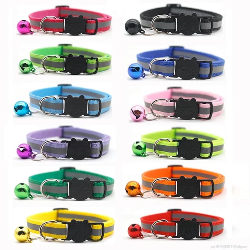 Breakaway Cat Dog Collar Neck Strap Nylon riflettente Kitten Puppy Pet con campana colorata Puppy Pet guinzaglio accessori sicurezza
