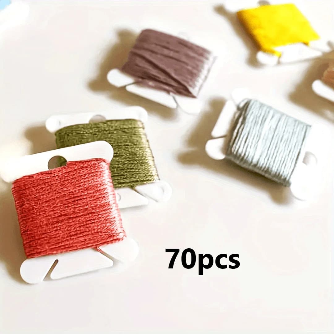 70pcs Plastic Floss Bobbins For Cross Stitch Embroidery Cotton Thread Embroidery Floss