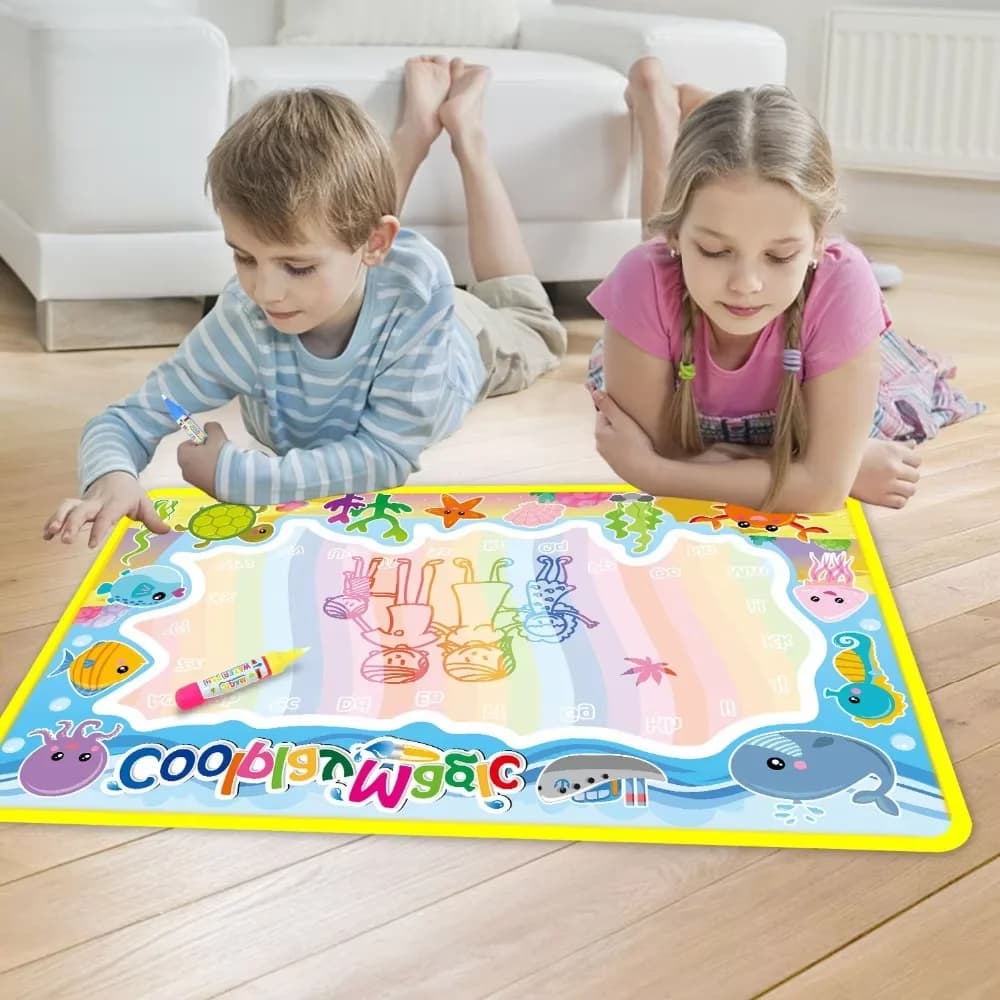 Animal Themes Rainbow Water Drawing Mat with 2 Pens Kids Water Doodle Mat Coloring Books Water Painting Rug Xmas Gift for Kids