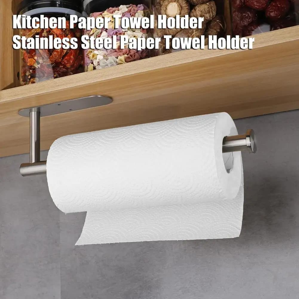 Portarotolo in Acciaio Inox Autoadesivo da Parete, Porta Carta Igienica per Bagno, Porta Rotolo da Cucina