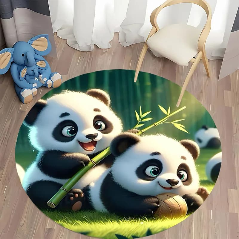 Free shipping! "Adorable Panda-Themed Round Rug for Playrooms" round carpet for home sofa bedroom, gift