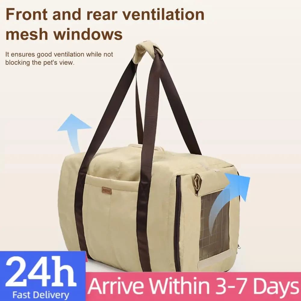 Borsa da viaggio in poliestere con rete traspirante e tracolla comoda, trasportino leggero per gatti, facile da trasportare per gite e viaggi con cuccioli.