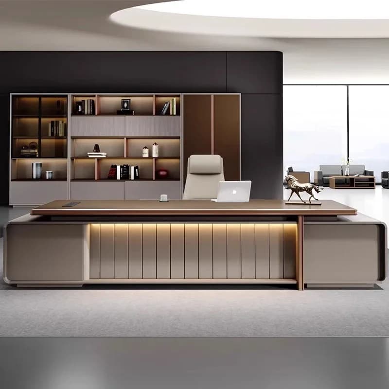 Scrivania da Ufficio a L di Lusso, Scrivania Direzionale, Arredamento per Ufficio, Scrivania Angolare Moderna Nordica per Gaming e Computer con Altezza Regolabile