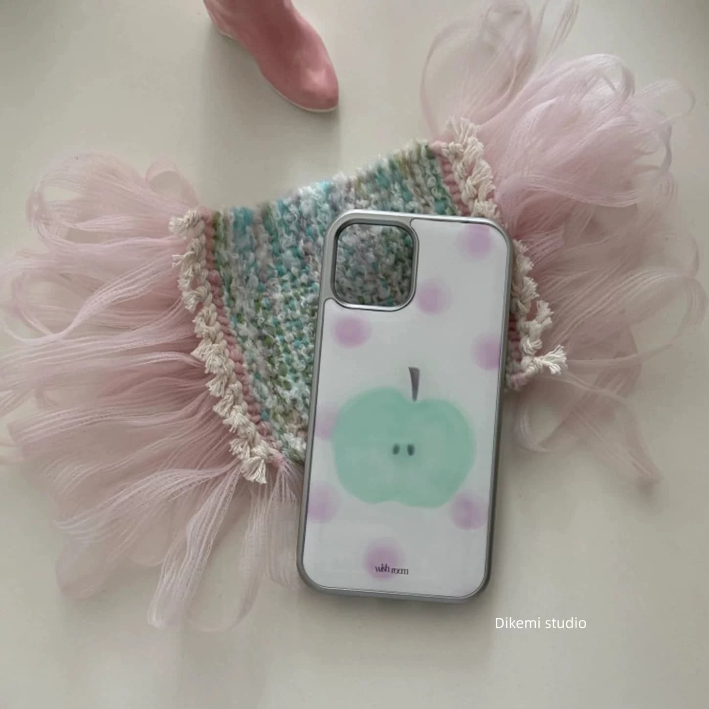 Korean ins Purple Polka Dot Green Apple Hydrogel Phone Case for iPhone 17 16 15 14 13 12 11 PRO MAX PLUS 17air Drop Glue Cover