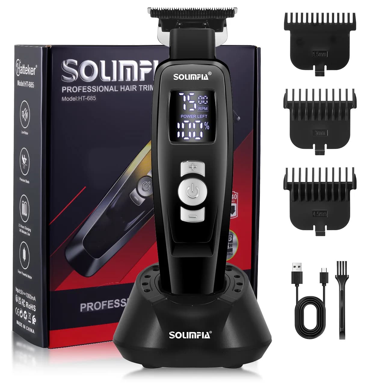 Solimpia Electric Hair Trimmer Engraving Charging Station Barber Shop Razor Hairdressing Clipper Electric Pusher for Haircut