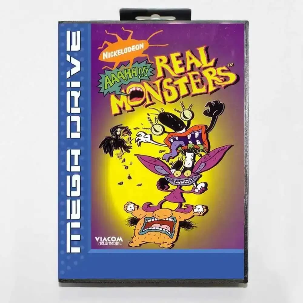 Scheda di gioco Aaahh Real Monsters MD con scatola EUR per sistema Sega Megadrive Genesis a 16 bit