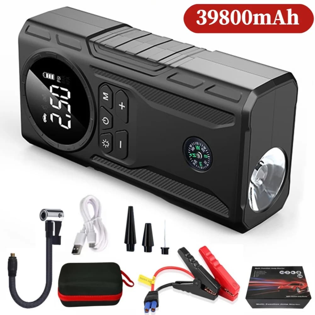 Pompa d'aria wireless per auto da 39800 mAh con avviamento di emergenza leggero Pompa per pneumatici elettrica Compressore d'aria per bicicletta ricaricabile USB per pneumatici per auto