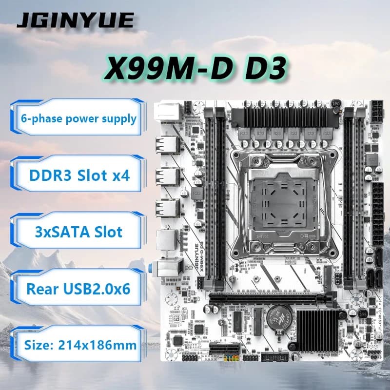 Scheda Madre JGINYUE X99 LGA2011-3 M-ATX Supporto CPU Xeon E5 26XX V3 V4 RAM DDR3 ECC MAX 64GB X99M-D D3 per Ufficio/Casa/STB/Giochi