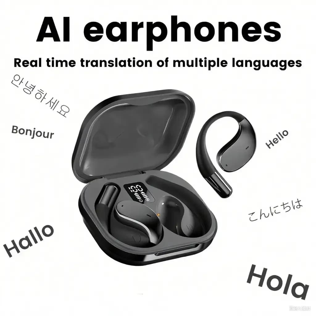 Cuffie per traduzione simultanea, auricolari intelligenti per traduzione vocale, traduttore online per 150 lingue, cuffie in-ear compatibili con Bluetooth, dispositivo di traduzione in tempo reale per viaggi d'affari e uso quotidiano