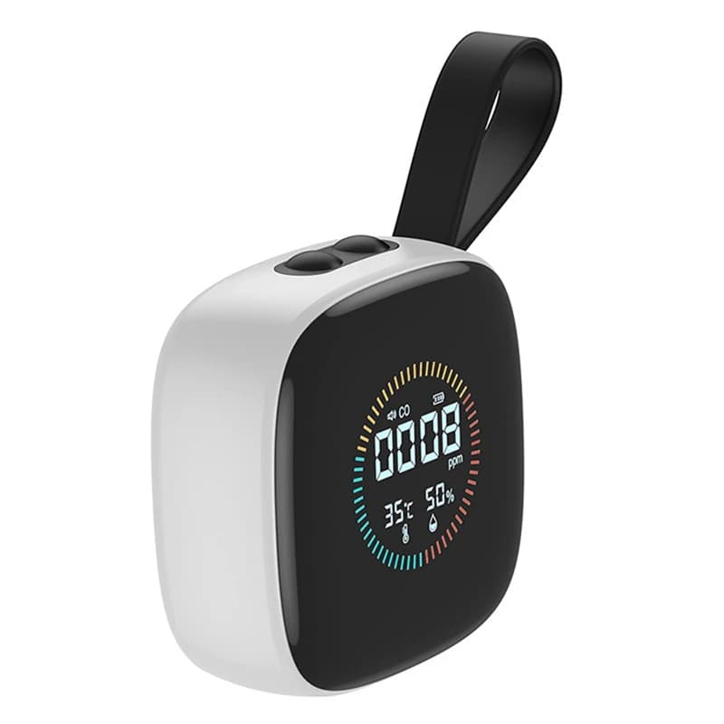 B62B CO Carbon Monoxide Detector Alarm DM1210B, LCD Display Temperature Humidity Sensor Tester, Rechargeable Air Quality Monitor