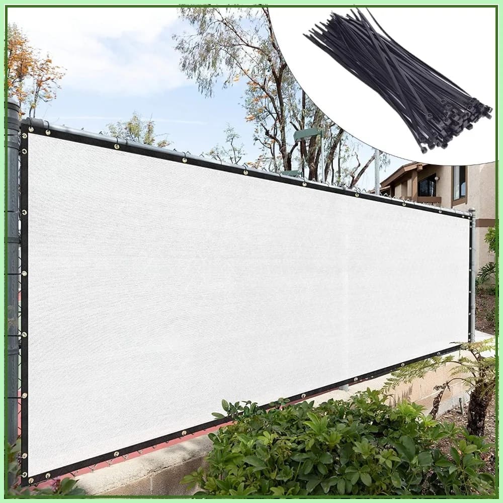 Copertura per Recinzione Privacy Bianca 6' x 50' con Occhielli in Ottone Resistenti, Fascette per Cavi Incluse - Disponibile su Misura