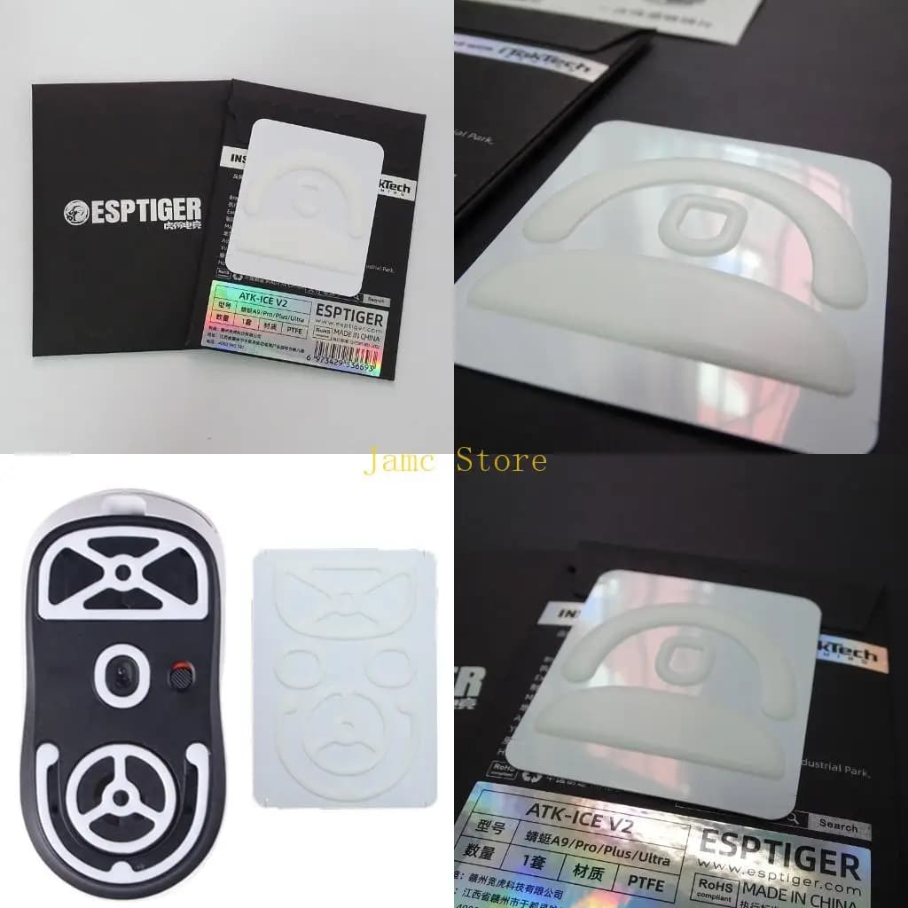 LX0B Esportstiger Mouse da ghiaccio Pattini Adesivi Piedini per mouse Pad Scivoli rotondi Bordi curvi per mouse ATK A9