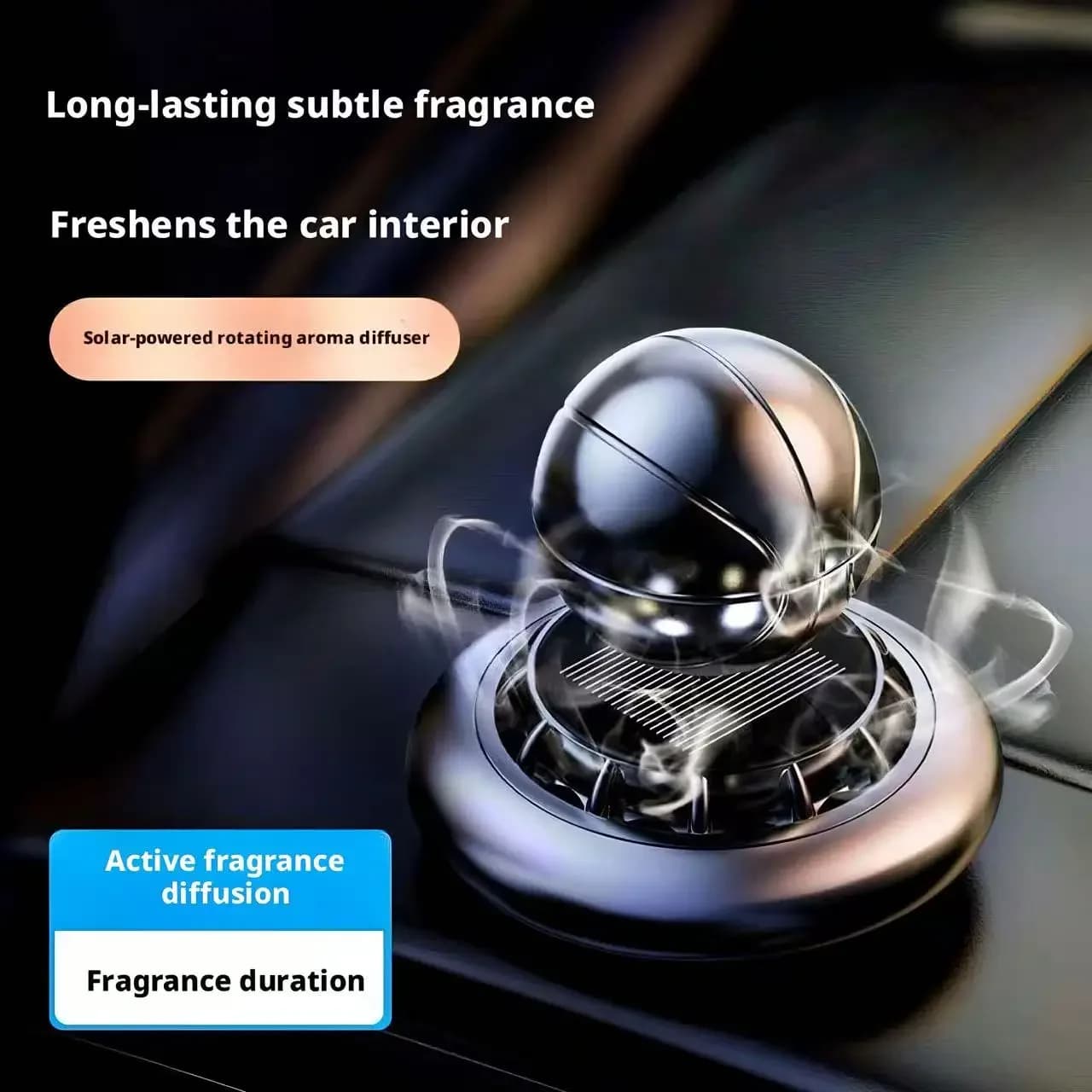 Nuovo Deodorante per Auto a Energia Solare con Rotazione a Forma di Pallone da Basket, Fragranza Leggera ed Elegante, Non Irritante, Decorazione per Interni Auto, Regalo