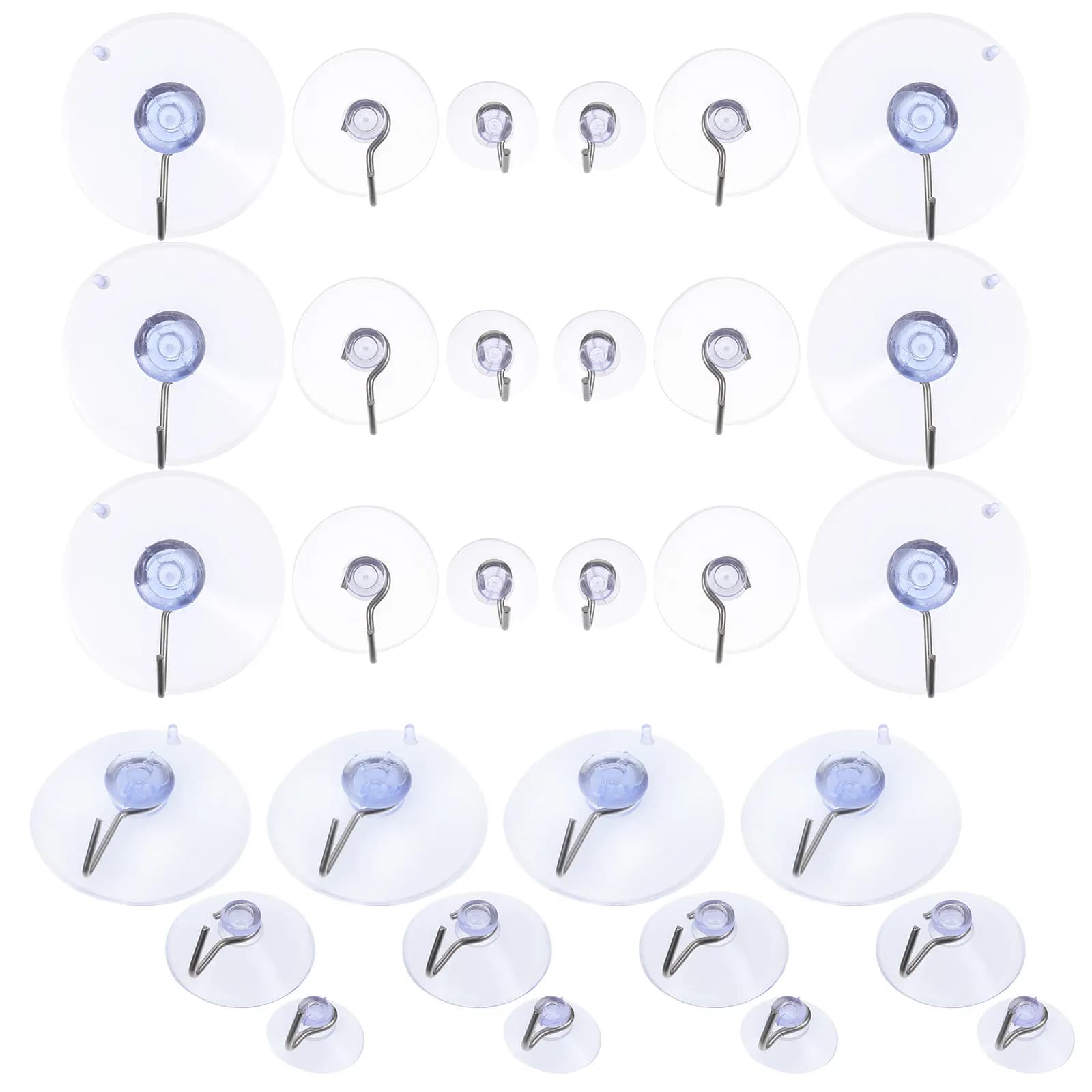 30 Pezzi Ganci a Ventosa Resistenti, Appendiabiti da Parete Multiuso per Bagno e Cucina, Porta Asciugamani, Cappotti e Cappelli, Riutilizzabili