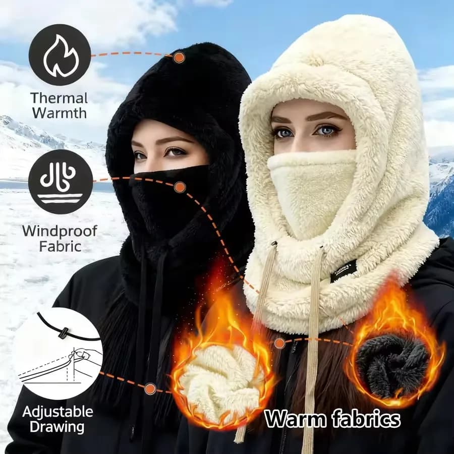 1-5PCS Women Winter Fleece Lined Face Mask and Neck Gaiter Windproof Warm Thick Ski Mask for Snowboard Outdoor Cold Weather