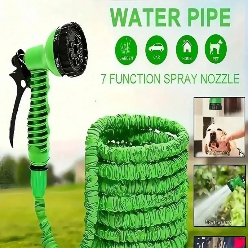 Practical with Green Nozzle Spray Gun Adjustable Water Pipe Durable Pe Multi-purpose Garden Hose Suitable for Outdoor Terraces