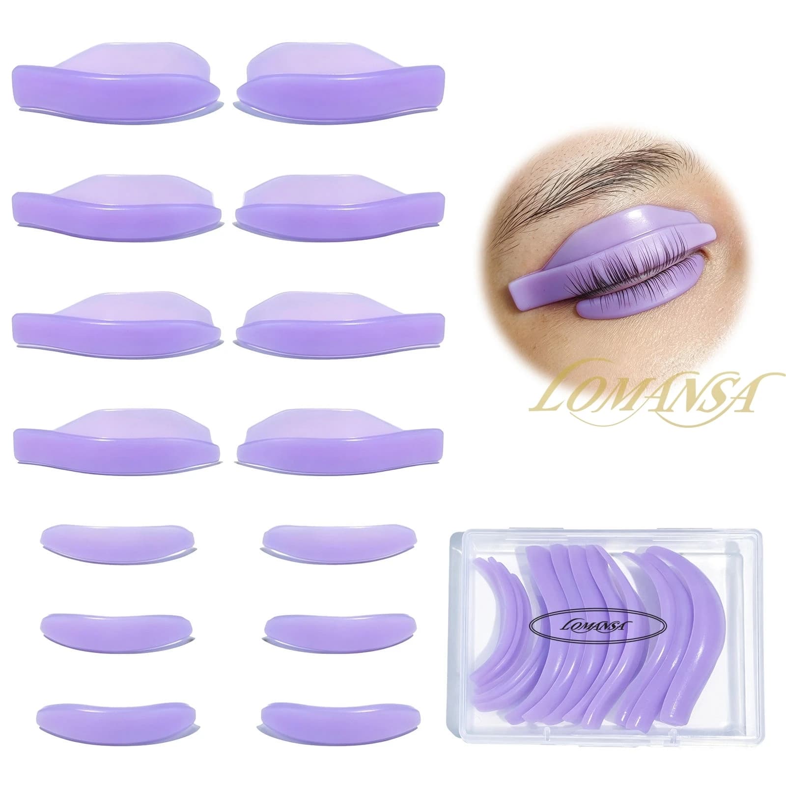 Lomansa 7 Paia di Cuscinetti in Silicone per Permanente Ciglia, Kit Lifting Ciglia Riciclabile, Scudo per Arricciatura Ciglia 3D, Forniture per Extension Ciglia