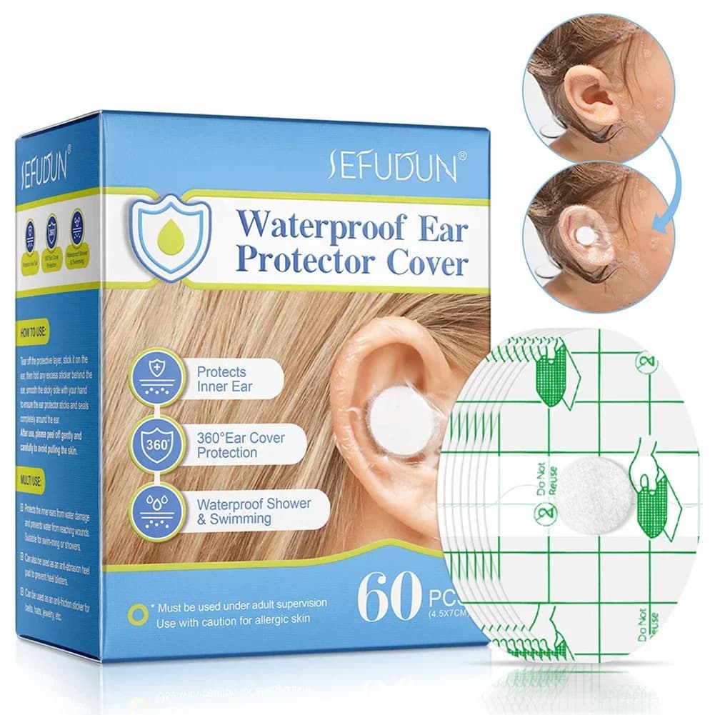 60/120pcs Children's Waterproof Plastic Ear Guard Adults Swim Cover Mats Disposable Ear Adhesives Swimming Cover Ear Paste