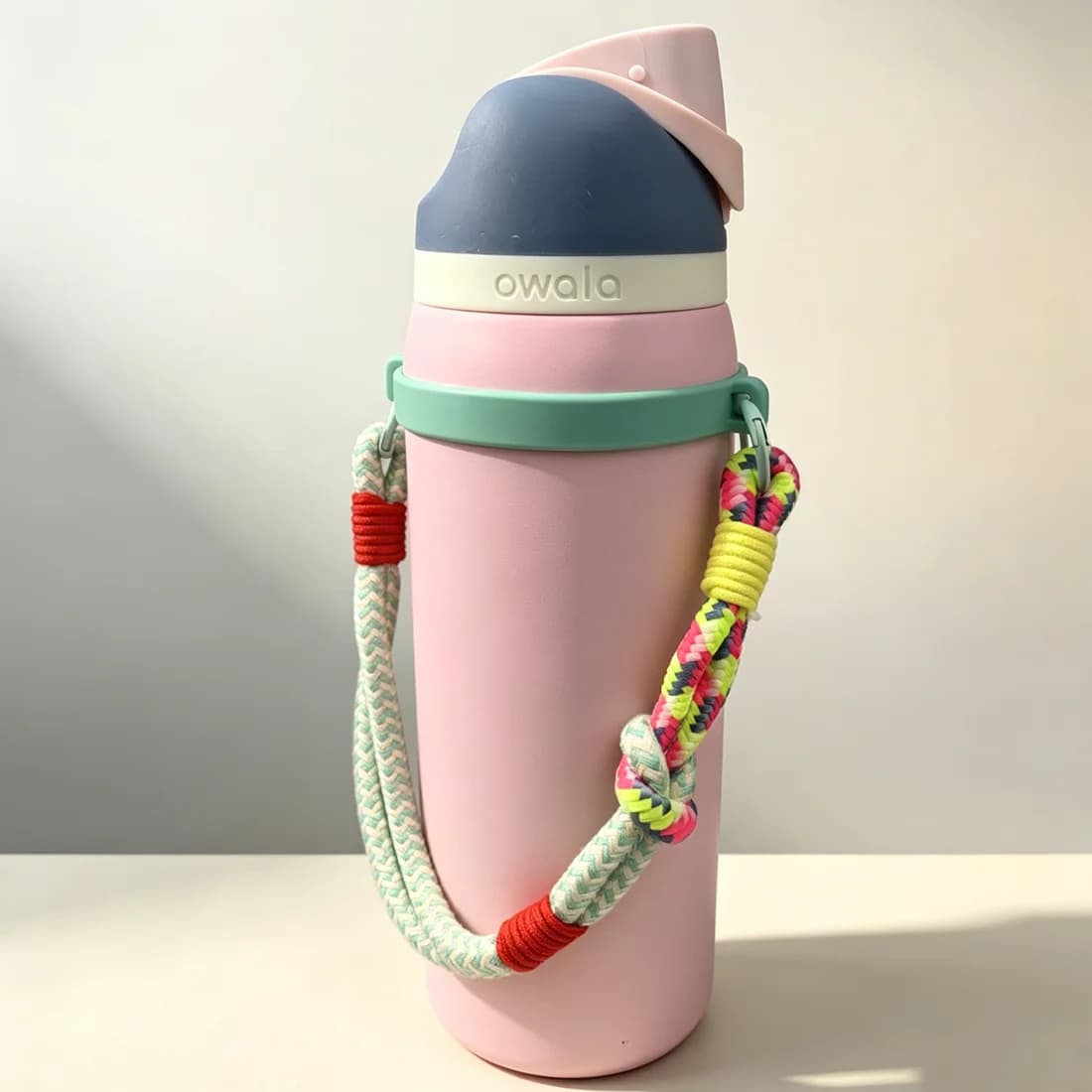 Water Bottle Strap with Cup Holder Sling Tennis racket Keychain,for Hydro Flask 18-40 oz most universal Bottle Walking Travel