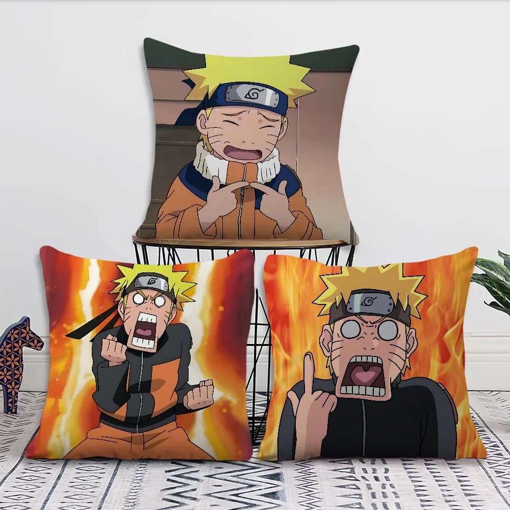 Anime N-Naruto-O Funny Meme cushion cover For Pillow Printing Sofa Decoration Home Car Room Coffee Shop Office Nordic Simplicity