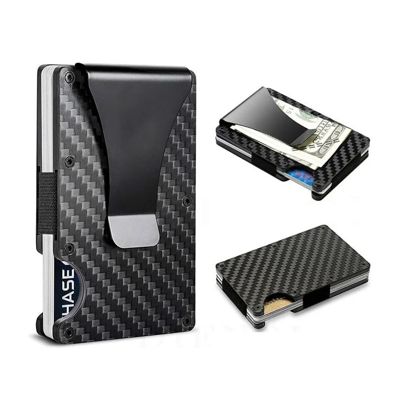 Portafoglio sottile minimalista in fibra di carbonio Carteira per uomo Cartera Tarjetero Hombre Porta carte di credito RFID con cassa di lusso