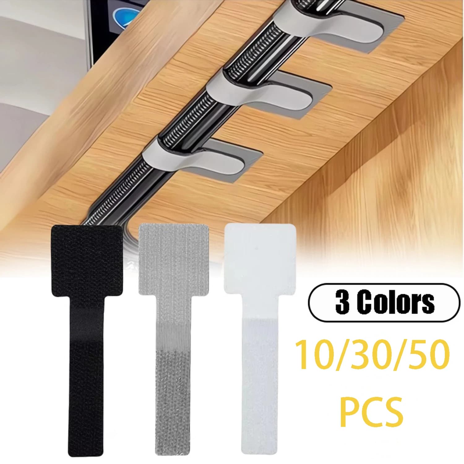 Nuove fascette per cavi in velcro riutilizzabili: supporto per cavi autoadesivo e regolabile, ideale come organizer per riporre cavi da scrivania