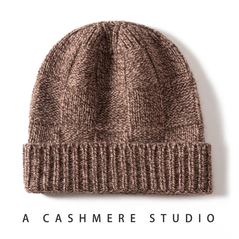 DjzDsm Fashion 100% Cashmere Women's Square Bean Hat Winter Solid Color Outdoor Leisure Warm Soft Knitted Men's Head cap