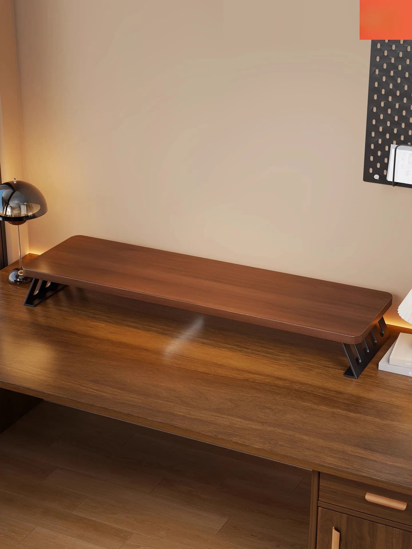 Supporto Rialzato da Scrivania per Monitor con Vano Portaoggetti, Base Universale in Metallo per Display e Case, in Fibra di Legno Densa