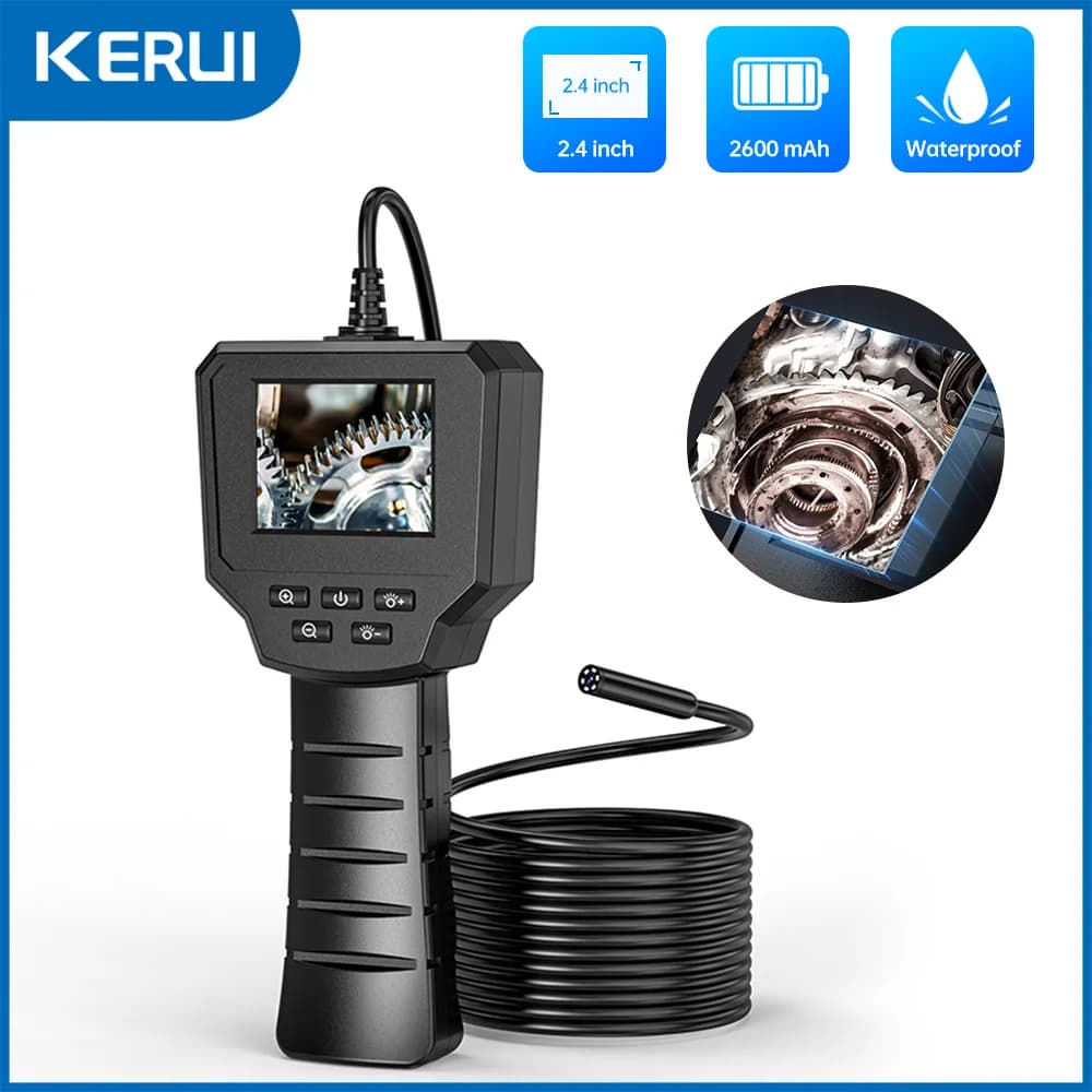 KERUI schermo IPS da 2.4 pollici endoscopio industriale telecamera di ispezione del tubo endoscopio con batteria da 2600mAh per il controllo della fognatura dell'auto