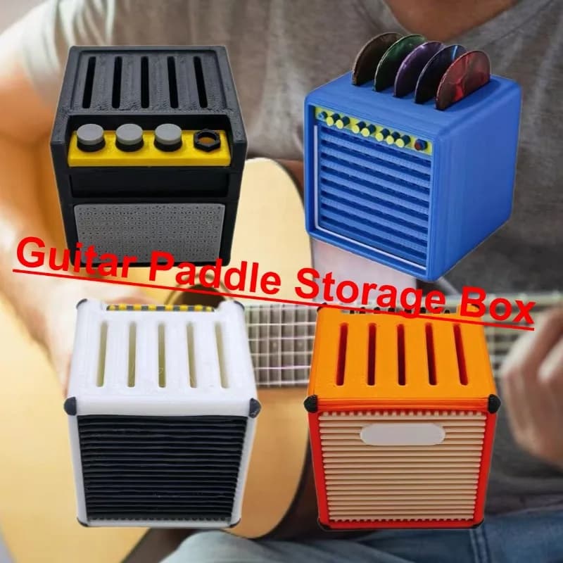Porta plettro per chitarra/Porta plettro per chitarra portatile a forma di amplificatore di grande capacità stampato in 3D con slot/per accessori per chitarra