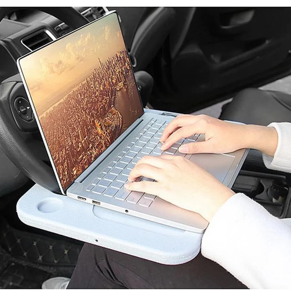 Portable Car Laptop Desk Mount Stand Steering Wheel Dining Table Bracket - Work Eat Coffee Tray Board for Vehicle