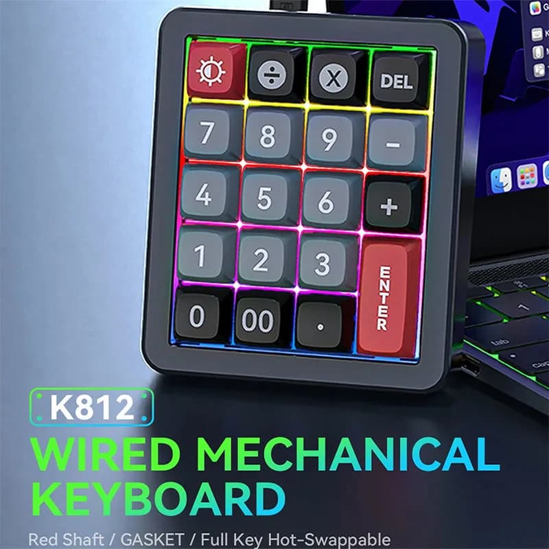 Tastierino numerico meccanico Interruttore hot-swap Tastiera da gioco cablata Tastiera retroilluminata RGB19 tasti Mini tastierino numerico Tastiera portatile estesa