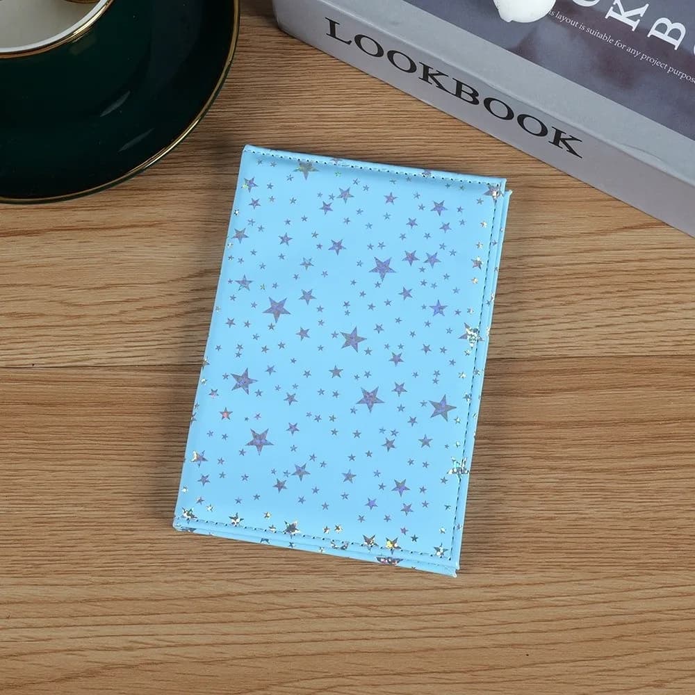 Creative Glitter Star Print Passport Holder PU Leather Multi-Card Passport Cover Travel Document Protector