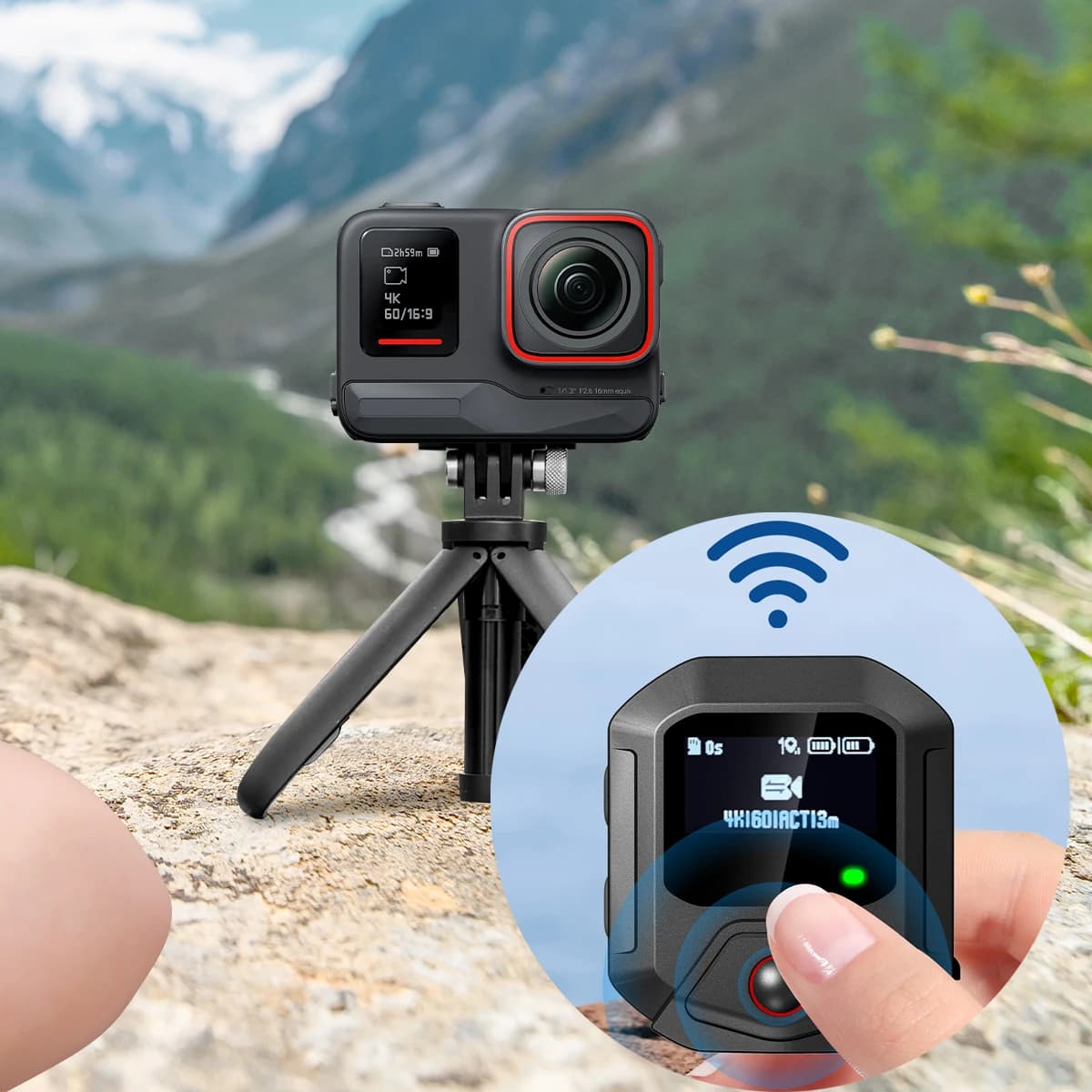 Telecomando GPS per Fotocamere Insta360 X5/X4/X4 Air X3/Go 3S/ACE Pro 2/ACE Pro/ONE X2, Portata 25M, Accessori Smart Action