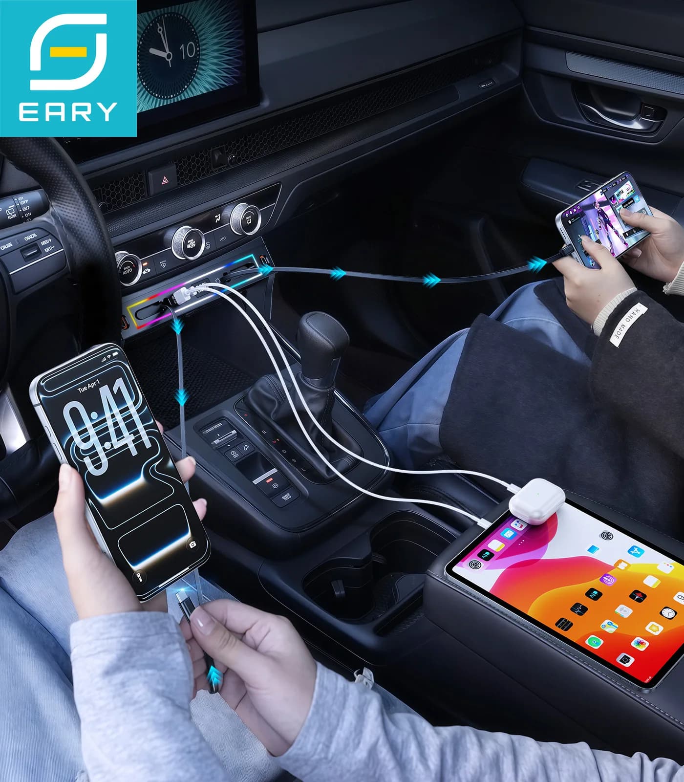 Car Charger Compatible with Honda CRV, Quick Charging for Honda CRV 2026 2025 2024 2023, Refill Station Multiport Retractable