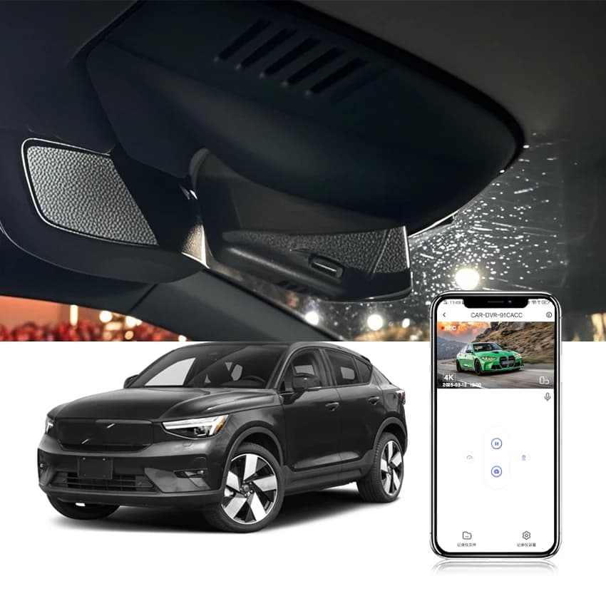 For Volvo C40 EC40 2022-2026 Wifi Car DVR 4K Car Dash Cam Camera Video Recorder DashCam APP Control Dual Lens 24H monitor