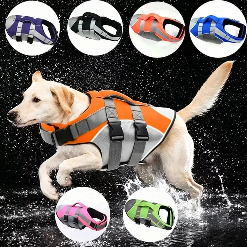 Reflective Dog Life Jacket Adjustable Pet Safety Vest High Buoyancy Dog Swimming Vest for Small Medium Large Dogs