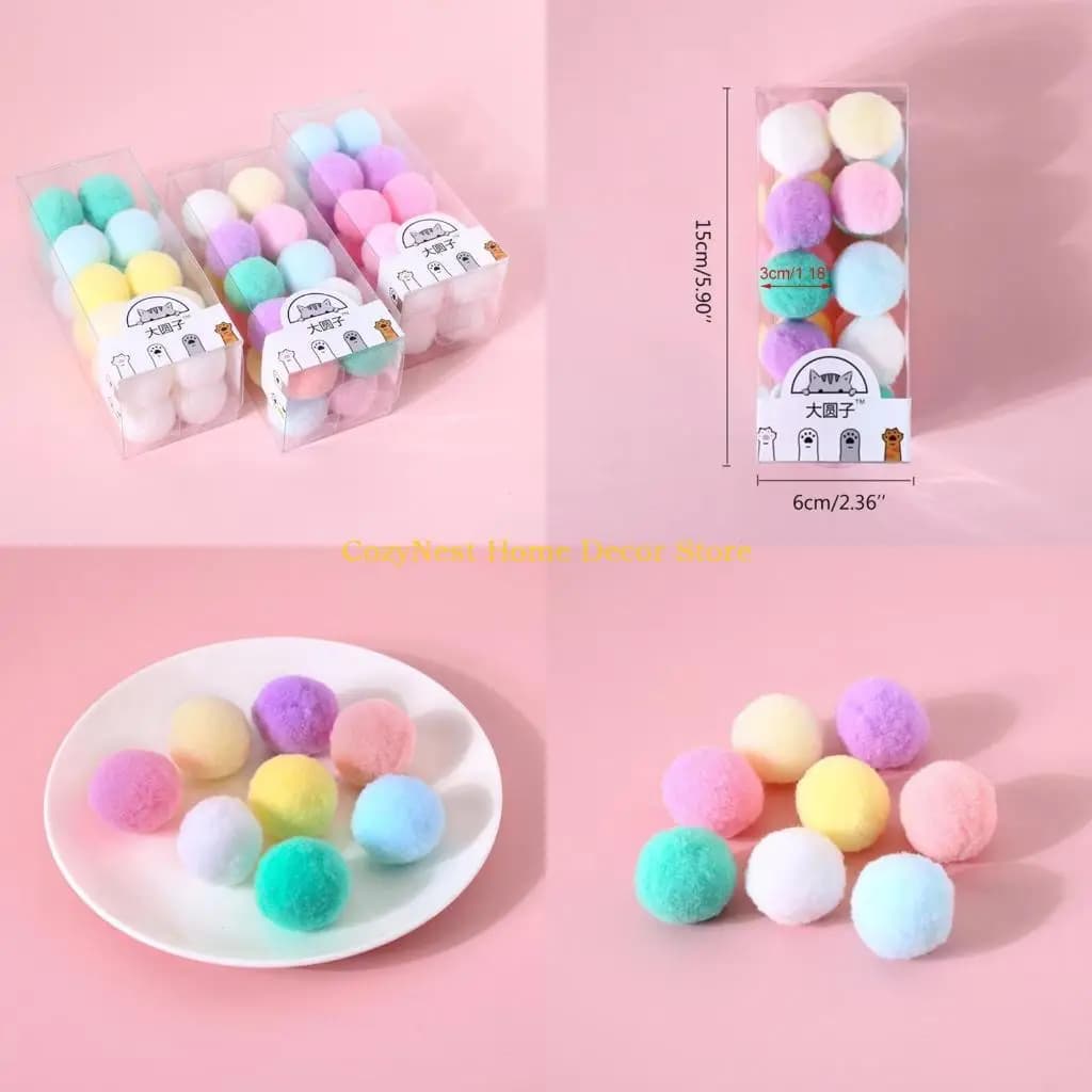 92MF Palline peluche per l'addestramento dei gattini e per il gioco Pompon Forniture per animali domestici per gatti Palline
