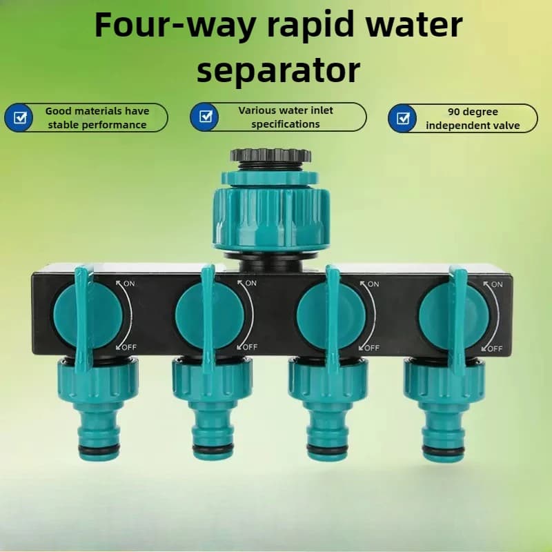 Splitter acqua a 4 vie Filettatura da 1" a 3/4" a 1/2" Filettatura standard europea Irrigazione da giardino Raccordi per irrigazione Valvola
