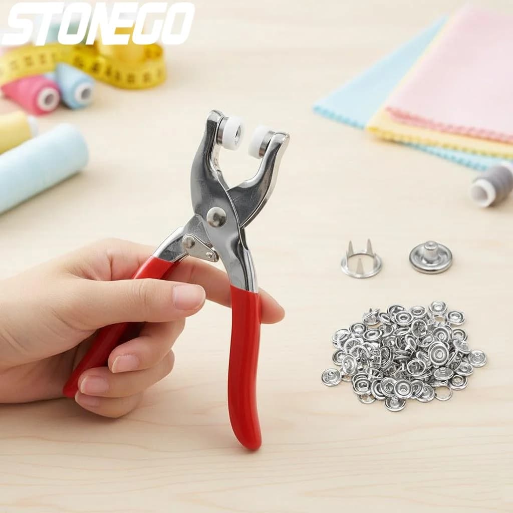 1 Set 201 Pcs Hand Pressed No Sew Five Claw Button Installation Tool Set for Snap Button Clothing Concealed